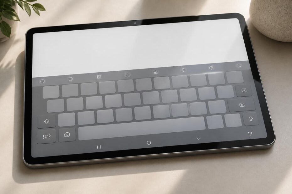 découvrez l'interface intuitive du clavier virtuel conçue pour le traitement de texte sur les tablettes samsung, optimisant votre expérience de saisie et de productivité.