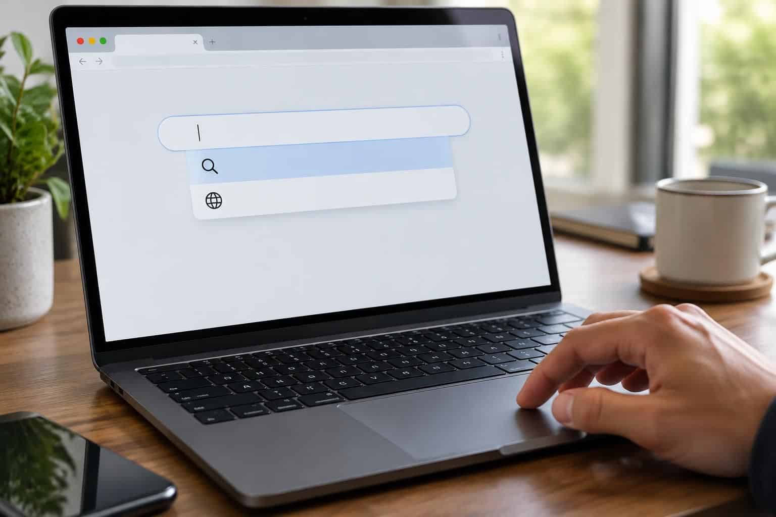 choisissez une action dans l’omnibox : lancez une recherche avec google ou saisissez directement l’adresse du site à consulter.
